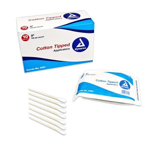 3" NON STERILE Cotton Tip Applicators, 10/Case